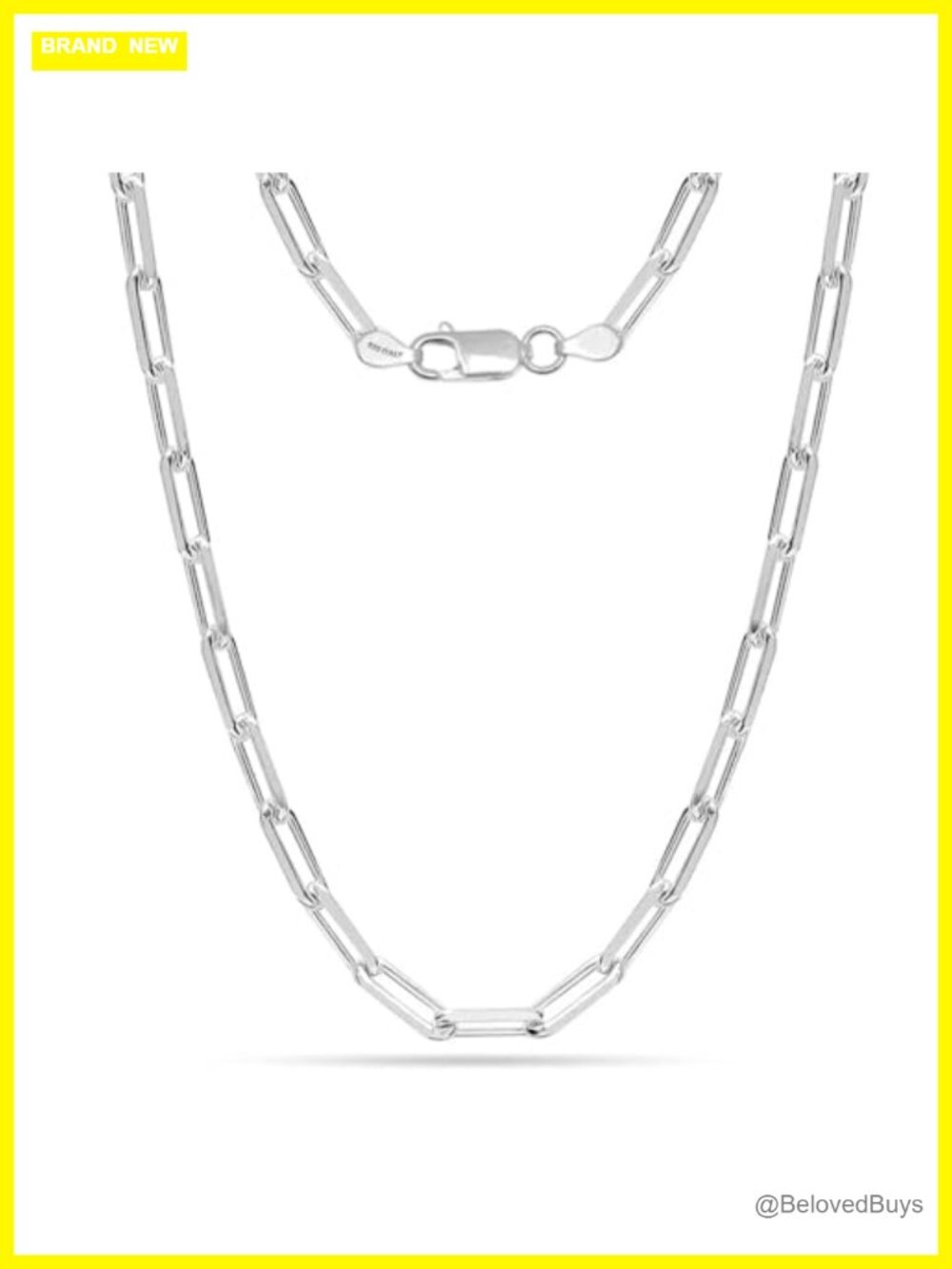 925 Sterling Silver Italian Paperclip Link Chain Necklace Lobster Clasp 925